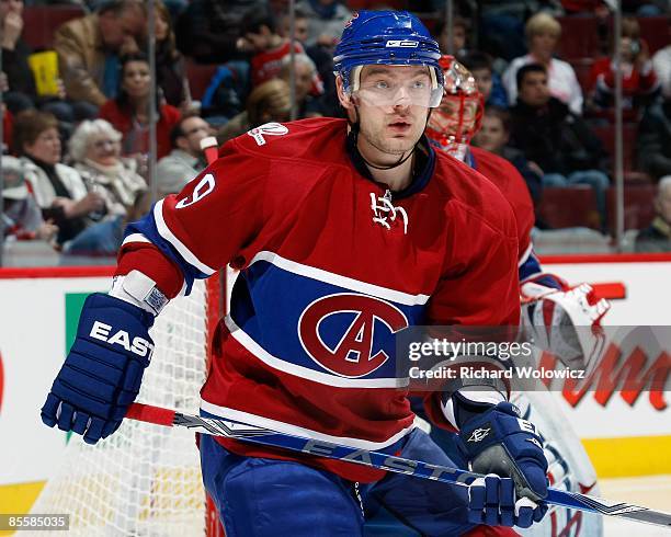 Andrei Markov of the Montreal Canadiens skates during the NHL game against the Toronto Maple Leafs at the Bell Centre on March 21, 2009 in Montreal,...