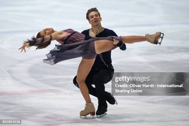 Sofia Shevchenko and Igor Eremenko of Russia performs in the Junior Ice Dance Free Dance Program during day four of the ISU Junior Grand Prix of...