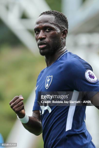 Moussa Sissoko of Tottenham Hotspur celebrates after scoring a goal to make it 0-4 during the Premier League match between Huddersfield Town and...
