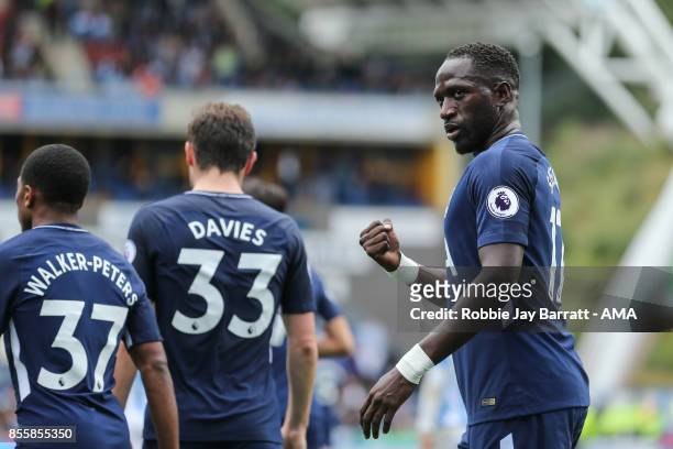 Moussa Sissoko of Tottenham Hotspur celebrates after scoring a goal to make it 0-4 during the Premier League match between Huddersfield Town and...