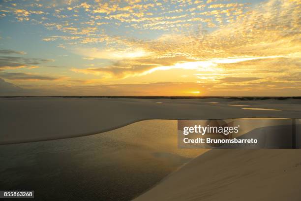 sunset seen from the top of a dune - lencois maranhenses national park stock pictures, royalty-free photos & images