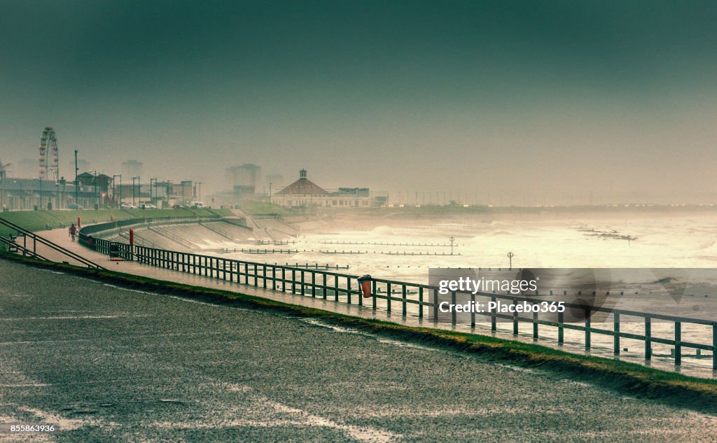 Aberdeen During Storm in North Sea, UK