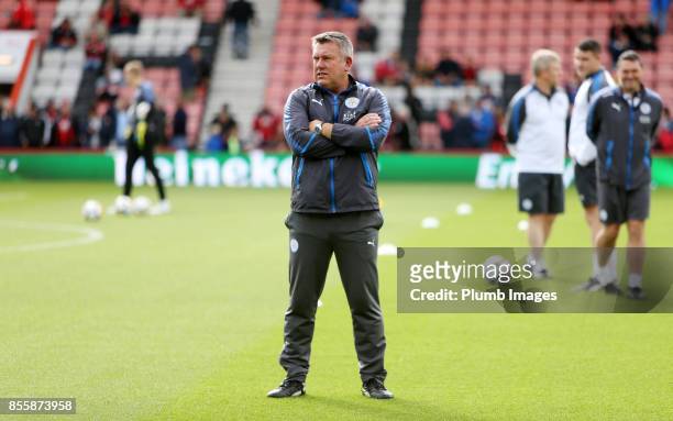 Manager Craig Shakespeare of Leicester City at Vitality Stadium ahead of the Premier League match between Bournemouth and Leicester City at Vitality...