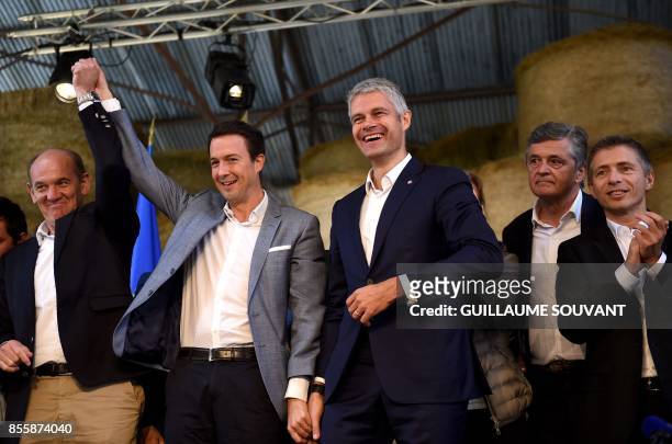 French Mayor of Touquet Daniel Fasquelle, French right-wing Les Republicains MP Guillaume Peltier, President of Auvergne-Rhone-Alpes council,...