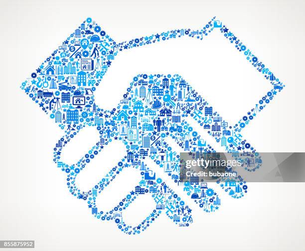 handshake construction industry vector icon pattern - hand holding sledge hammer stock illustrations