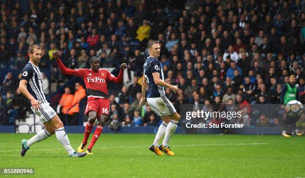 Abdoulaye Doucoure of Watford scores his side's first goal during the Premier League match between West Bromwich Albion and Watford at The Hawthorns...