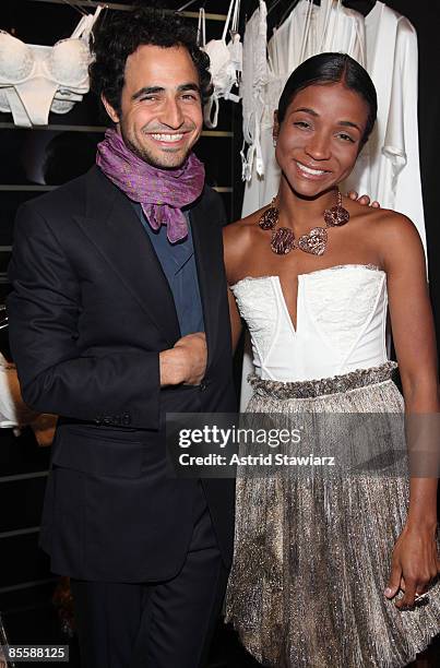 Designers Zac Posen and Genevieve Jones attend the La Perla Spring 2009 and Genevieve Jones Fall 2009 collection preview at La Perla Black Label on...