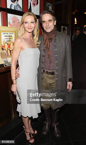 Actress Joan Allen and Jeremy Irons attend the "Impressionism" opening night party at the Schoenfeld Theatre on March 24, 2009 in New York City.
