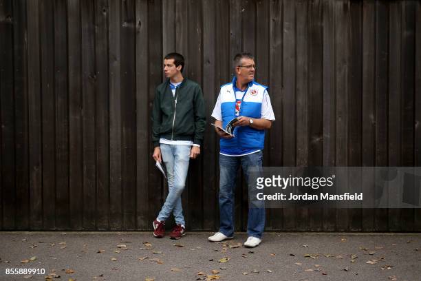 Reading fans wait outside the ground prior to the Sky Bet Championship match between Reading and Norwich City at Madejski Stadium on September 30,...
