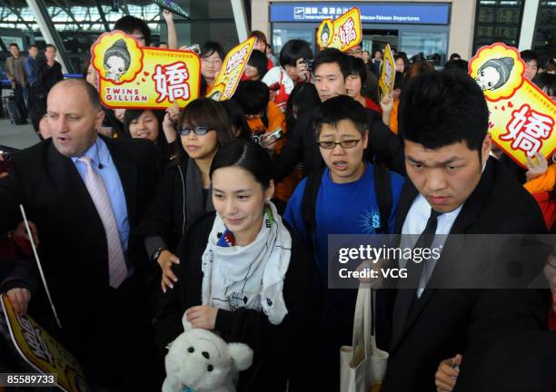 Gillian Chung , of popular female music group "Twins", arrives on March 25, 2009 in Shanghai, China. Chung was involved in a scandal in 2008 after...