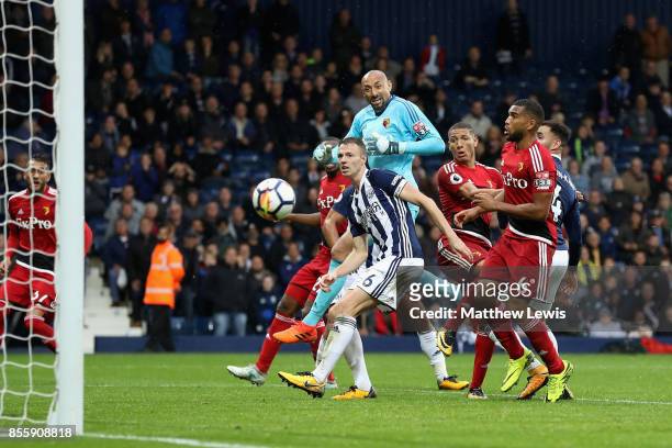 Richarlison de Andrade of Watford scores his side's second goal during the Premier League match between West Bromwich Albion and Watford at The...