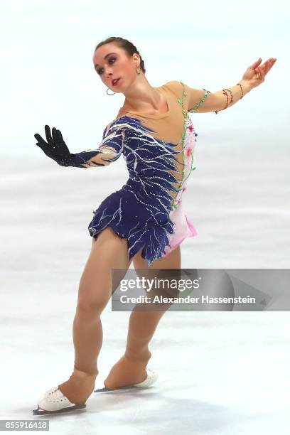 Nathalie Weinzierl of Germany performs at the Ladies free skating during the 49. Nebelhorn Trophy 2017 at Eishalle Oberstdorf on September 30, 2017...