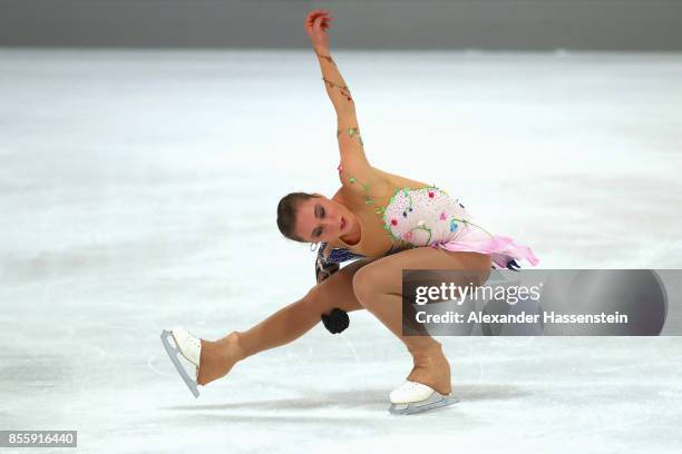 Nathalie Weinzierl of Germany performs at the Ladies free skating during the 49. Nebelhorn Trophy 2017 at Eishalle Oberstdorf on September 30, 2017...