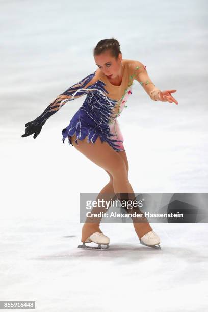 Nathalie Weinzierl of Germany performs at the Ladies free skating during the 49. Nebelhorn Trophy 2017 at Eishalle Oberstdorf on September 30, 2017...