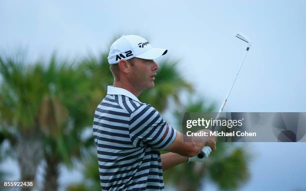 Shawn Stefani hits his drive on the first hole during the third round of the Web.com Tour Championship held at Atlantic Beach Country Club on...