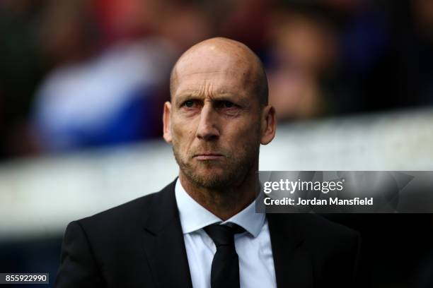 Jaap Stam, manager of Reading looks on during the Sky Bet Championship match between Reading and Norwich City at Madejski Stadium on September 30,...