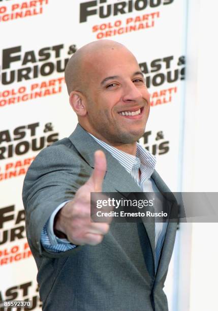 Vin Diesel attends the 'Fast & Furious' photocall on March 25, 2009 in Rome, Italy.