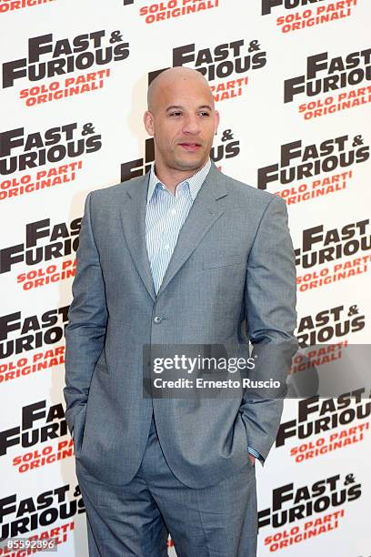 Vin Diesel attends the 'Fast & Furious' photocall on March 25, 2009 in Rome, Italy.