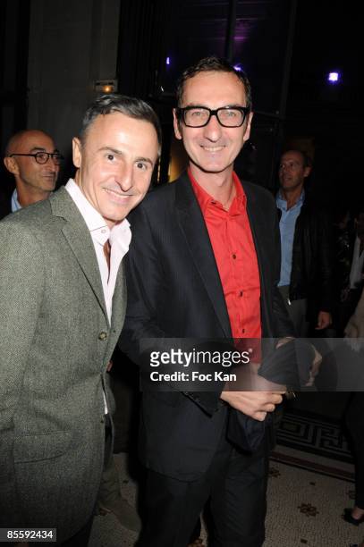 Herve Van der Straeten and Bruno Frisoni attend the Suzy Menkes 20th Fashion Anniversary at the Musee Galliera on on September 27, 2008 in Paris,...