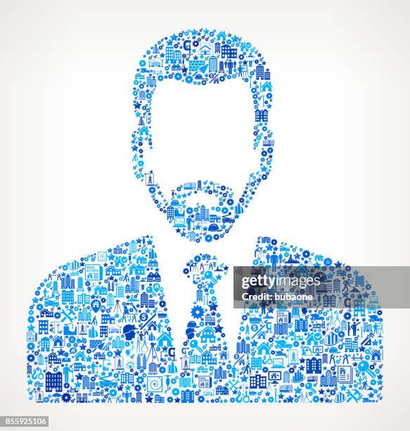 man's face portrait construction industry vector icon pattern - man sledgehammer stock illustrations