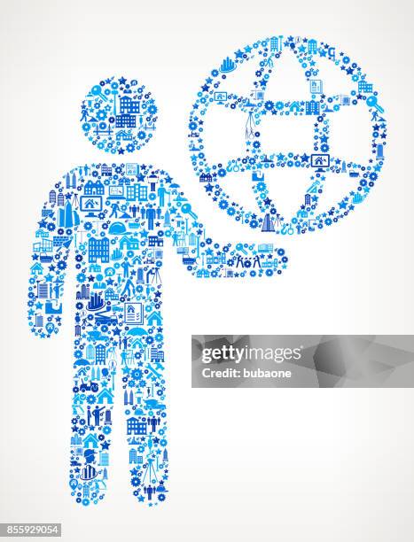 stick figure carrying globe construction industry vector icon pattern - sledgehammer wall stock illustrations