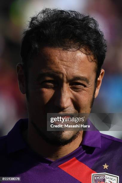 Marcus Tulio Tanaka of Kyoto Sanga looks on prior to the J.League J2 match between Kyoto Sanga and KEF United Chiba at Nishikyogoku Stadium on...