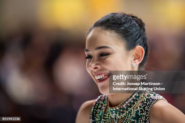 Kailani Craine of Australia reacts in the Ladies Free Skating during the Nebelhorn Trophy 2017 at Eissportzentrum on September 30, 2017 in...