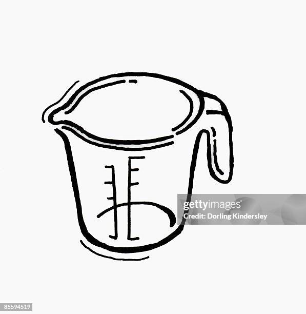 ilustrações, clipart, desenhos animados e ícones de black and white illustration measuring jug - caneca de medidas