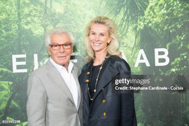 Jean-Daniel Lorieux and Laura Restelli attend the Elie Saab show as part of the Paris Fashion Week Womenswear Spring/Summer 2018 at on September 30,...