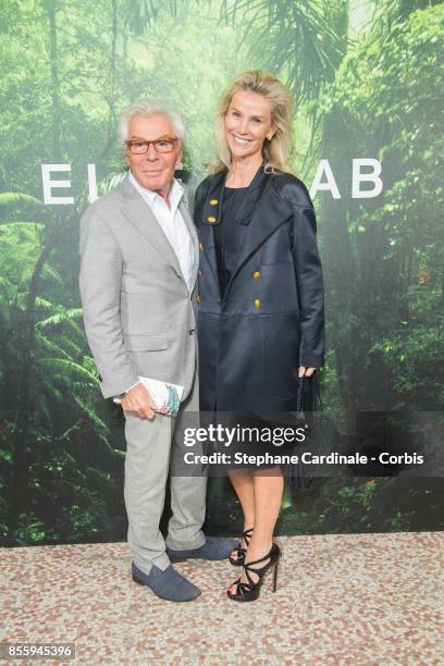 Jean-Daniel Lorieux and Laura Restelli attend the Elie Saab show as part of the Paris Fashion Week Womenswear Spring/Summer 2018 at on September 30,...