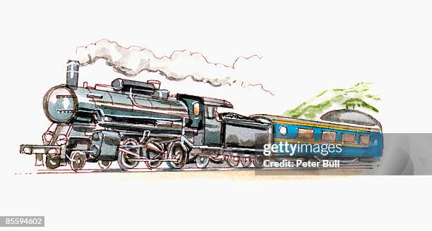 illustrations, cliparts, dessins animés et icônes de illustration of orient express moving through countryside - orient express