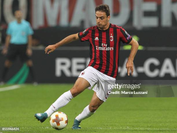 Giacomo Bonaventura of AC Milan in action during the UEFA Europa League group D match between AC Milan and HNK Rijeka at Stadio Giuseppe Meazza on...