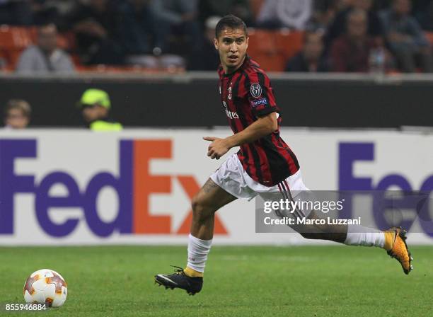 Jose Mauri of AC Milan in action during the UEFA Europa League group D match between AC Milan and HNK Rijeka at Stadio Giuseppe Meazza on September...