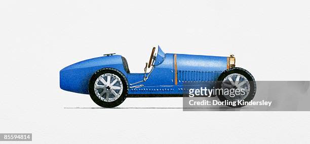 illustration of 1926 bugatti type 35c grand prix racer - vintage car stock-grafiken, -clipart, -cartoons und -symbole