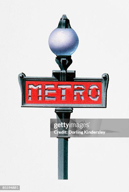 illustration of paris metro sign - paris metro sign stock illustrations