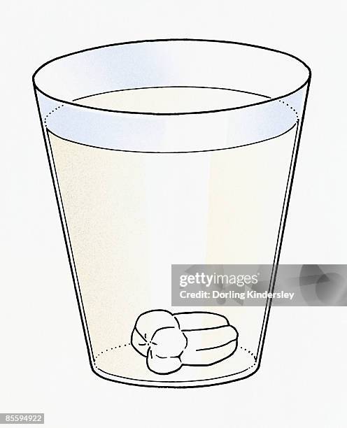 stockillustraties, clipart, cartoons en iconen met illustration of human molar in glass of milk which is similar to chemical composition of teeth - molar