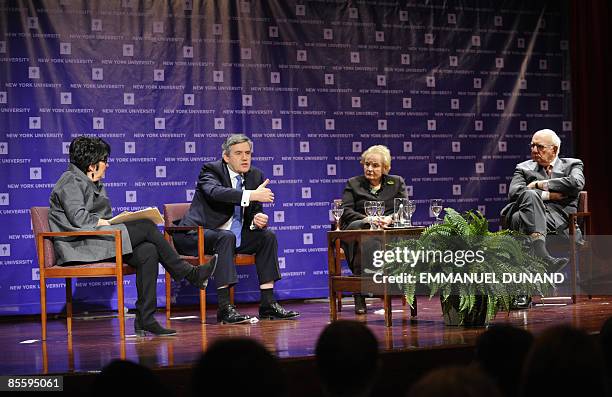 British Prime Minister Gordon Brown , former US Secretary of State Madeleine Albright and former Chair of the Federal Reserve Paul Volcker attend a...