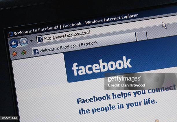 In this photo illustration the Social networking site Facebook is displayed on a laptop screen on March 25, 2009 in London, England. The British...