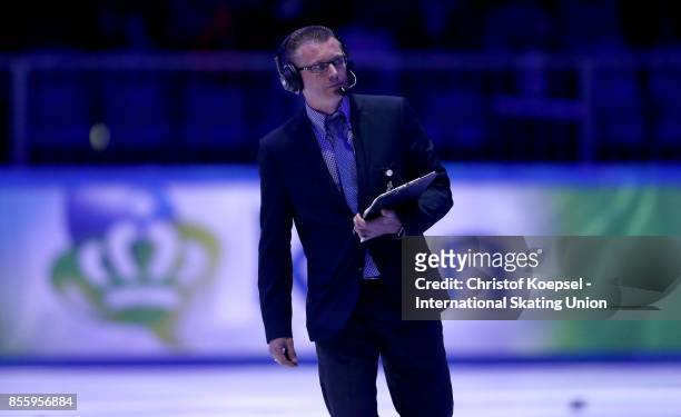 Judge is seen during the Audi ISU World Cup Short Track Speed Skating at Bok Hall on September 30, 2017 in Budapest, Hungary.