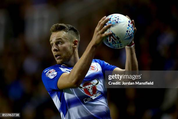 Chris Gunter of Reading takes a throw-in during the Sky Bet Championship match between Reading and Norwich City at Madejski Stadium on September 30,...