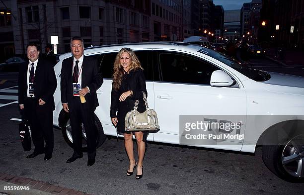 German Trevino of the Omnilife Foundation; Jorge Vergara, Chairman of Omnilife, and Janina Insua of the American Business Council arrive in an Audi...