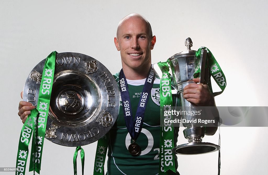 Peter Former Rbs Peter Stringer poses with the RBS Six Nations and Triple Crown... News ...