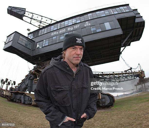 Singer Campino of German band 'Die Toten Hosen' visits Ferropolis preparing the June concert on March 25, 2009 in Graefenhainichen, Germany.