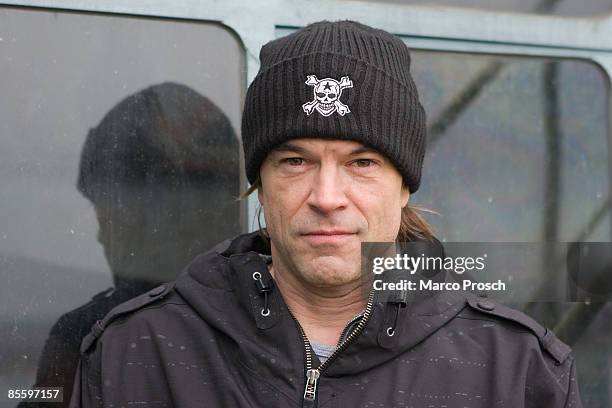 Singer Campino of German band 'Die Toten Hosen' visits Ferropolis preparing the June concert on March 25, 2009 in Graefenhainichen, Germany.