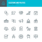 Election and Politics  - Thin Line Icon Set