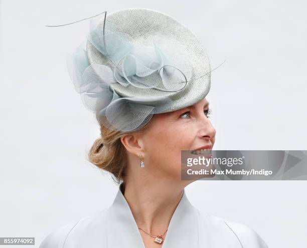 Sophie, Countess of Wessex takes the salute as she attends the Headley Court Farewell Parade on September 29, 2017 in Dorking, England. A service of...