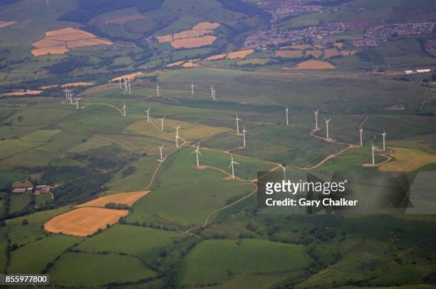 gilfach goch wind turbines - goch stock pictures, royalty-free photos & images