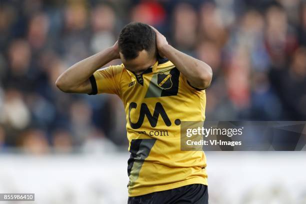 Giovanni Korte of NAC Breda during the Dutch Eredivisie match between NAC Breda and ADO den Haag at the Rat Verlegh stadium on September 30, 2017 in...