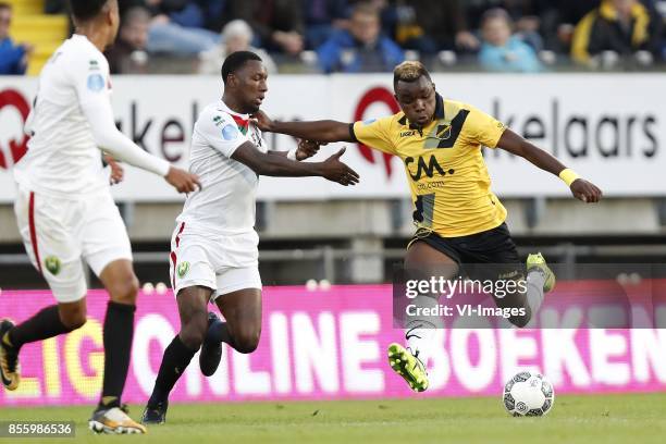 Sheraldo Becker of ADO Den Haag, Thierry Ambrose of NAC Breda during the Dutch Eredivisie match between NAC Breda and ADO den Haag at the Rat Verlegh...