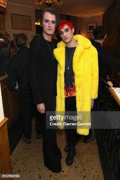 Carson McColl and Gareth Pugh attend a dinner in Paris to celebrate Another Magazine A/W17 hosted by Vivienne Westwood, Andreas Kronthaler, Jefferson...